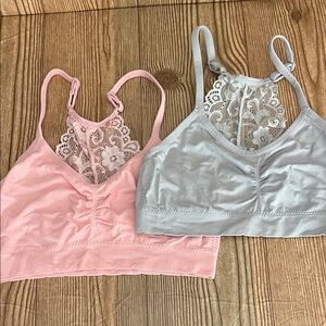 Laura Ashley Lace-Back Bralettes in Peace and Light Gray color